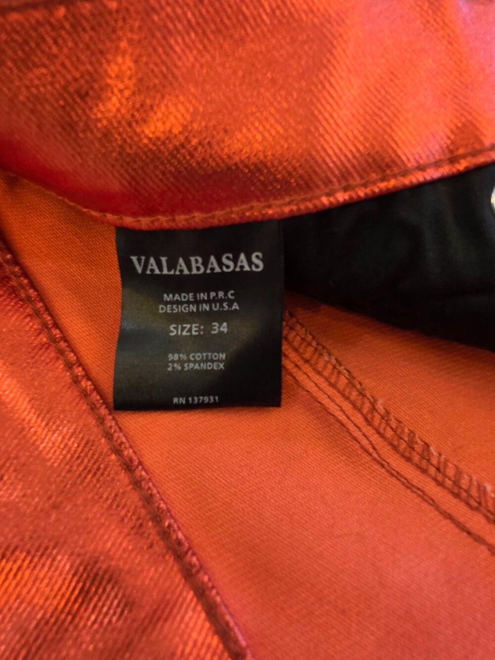 Valabasas Delta Stacked Jeans Zodiac Verde / Red Metallic Waxed Pleated - Picture 11 of 13
